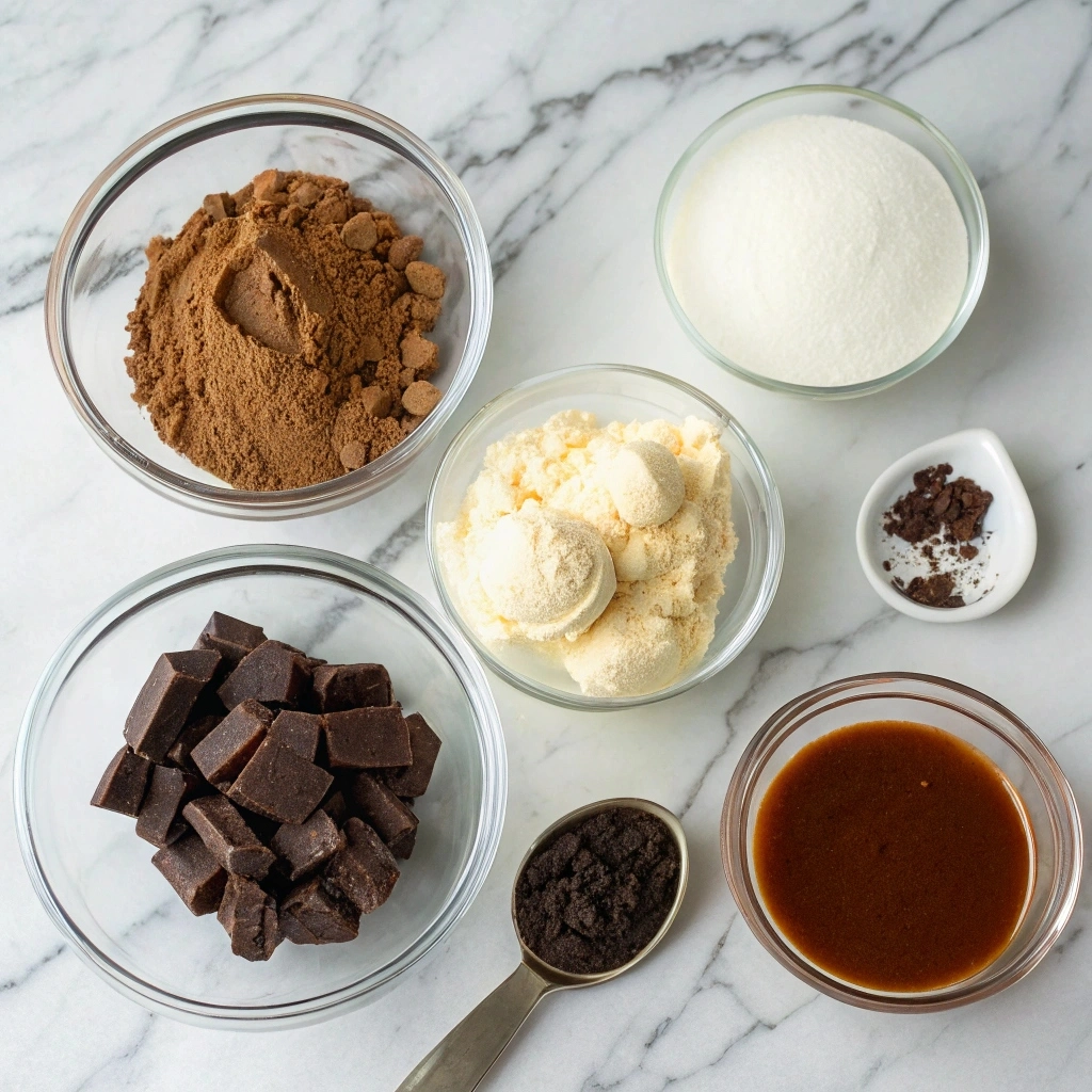 Homemade Chocolate Ice Cream Recipe You’ll Love 7 Ingredients laid out for homemade chocolate ice cream