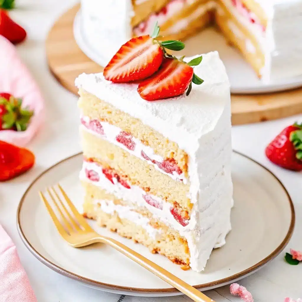 Strawberry Cream Cake That Steals the Show: Light, Creamy & Irresistible 5 strawberry cream cake slice on plate