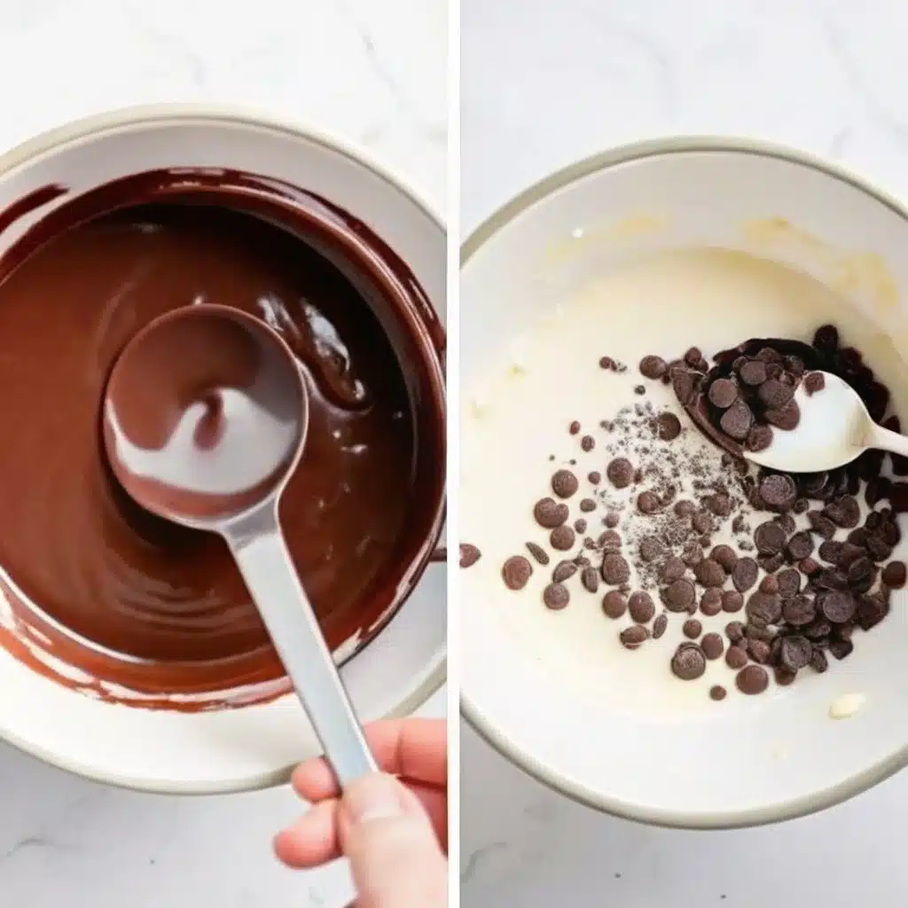 Boston Cream Poke Cake – Easy, Decadent Dessert for Any Occasion 4 Pouring pudding into poked holes of Boston cream cake