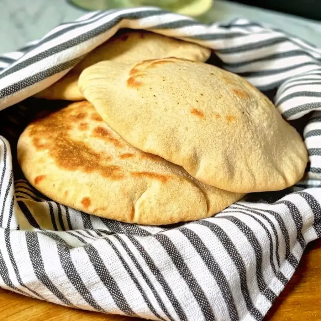 Sourdough Pita Bread: A Delicious Twist on Classic Flatbread 1 Sourdough pita bread with hummus on rustic board