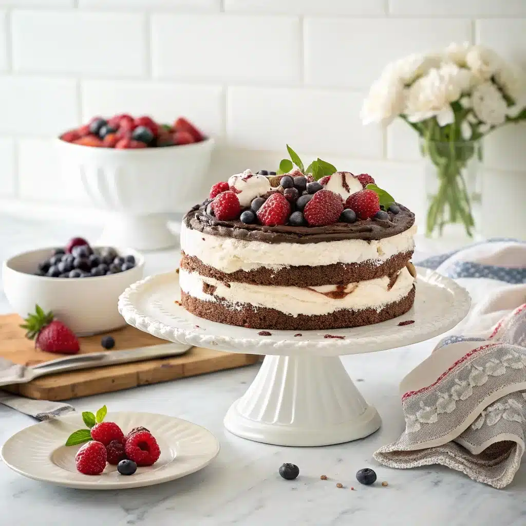 Gluten Free Ice Cream Cake That’ll Wow Any Crowd 2 Sliced gluten free ice cream cake on plate
