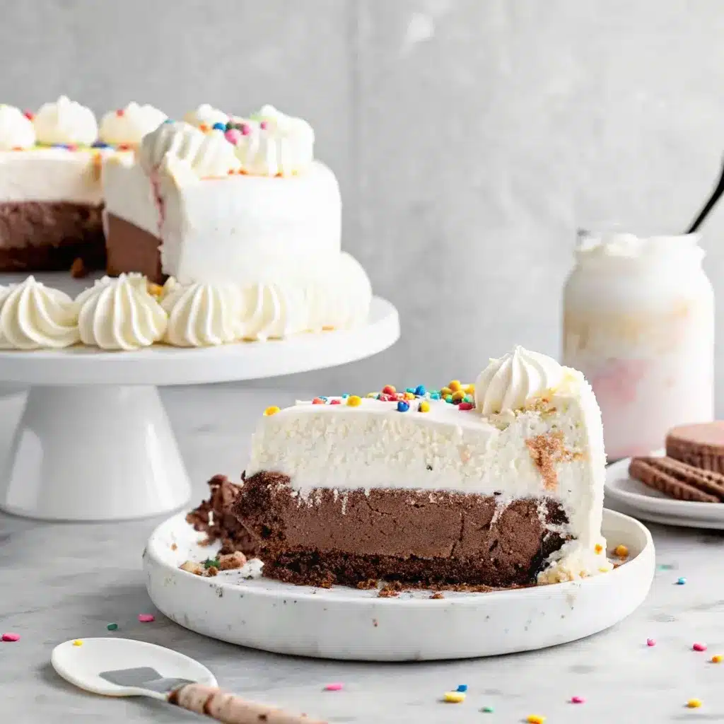 Gluten Free Ice Cream Cake That’ll Wow Any Crowd 1 Gluten free ice cream cake on white cake stand