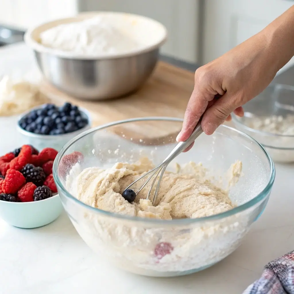 mix-blueberry-sourdough.jpg mixing blueberry sourdough dough