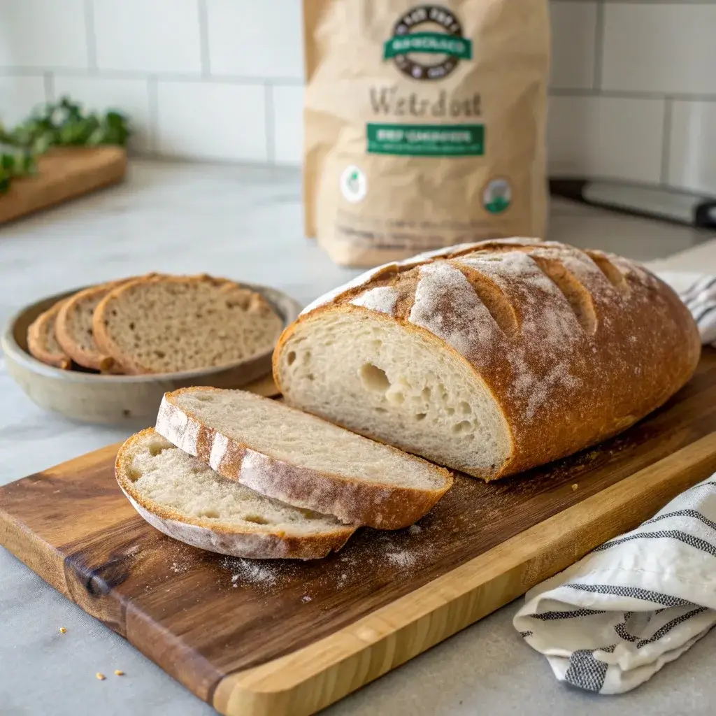 whole-foods-sourdough-bread-featured Whole Foods sourdough bread on wooden board