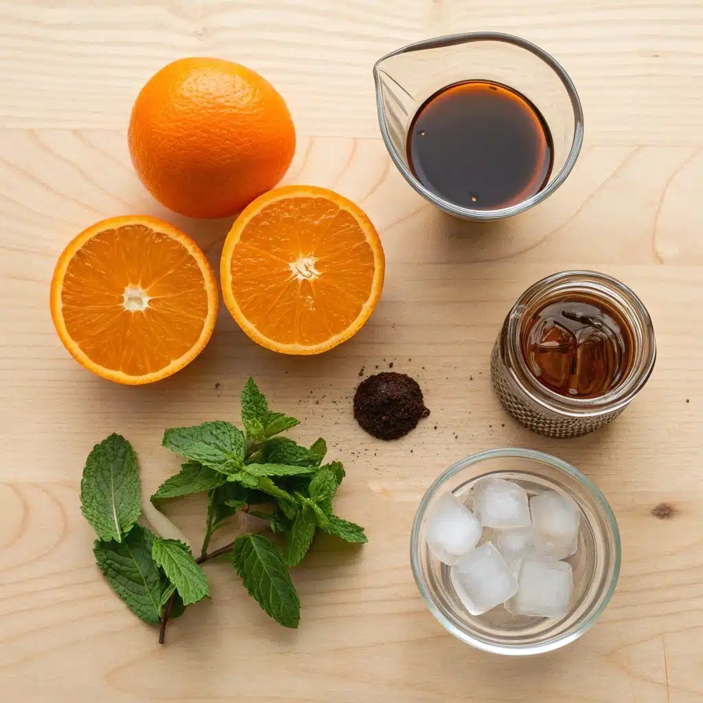 orange-coffee-ingredients.jpg espresso, orange juice, and ingredients for orange coffee