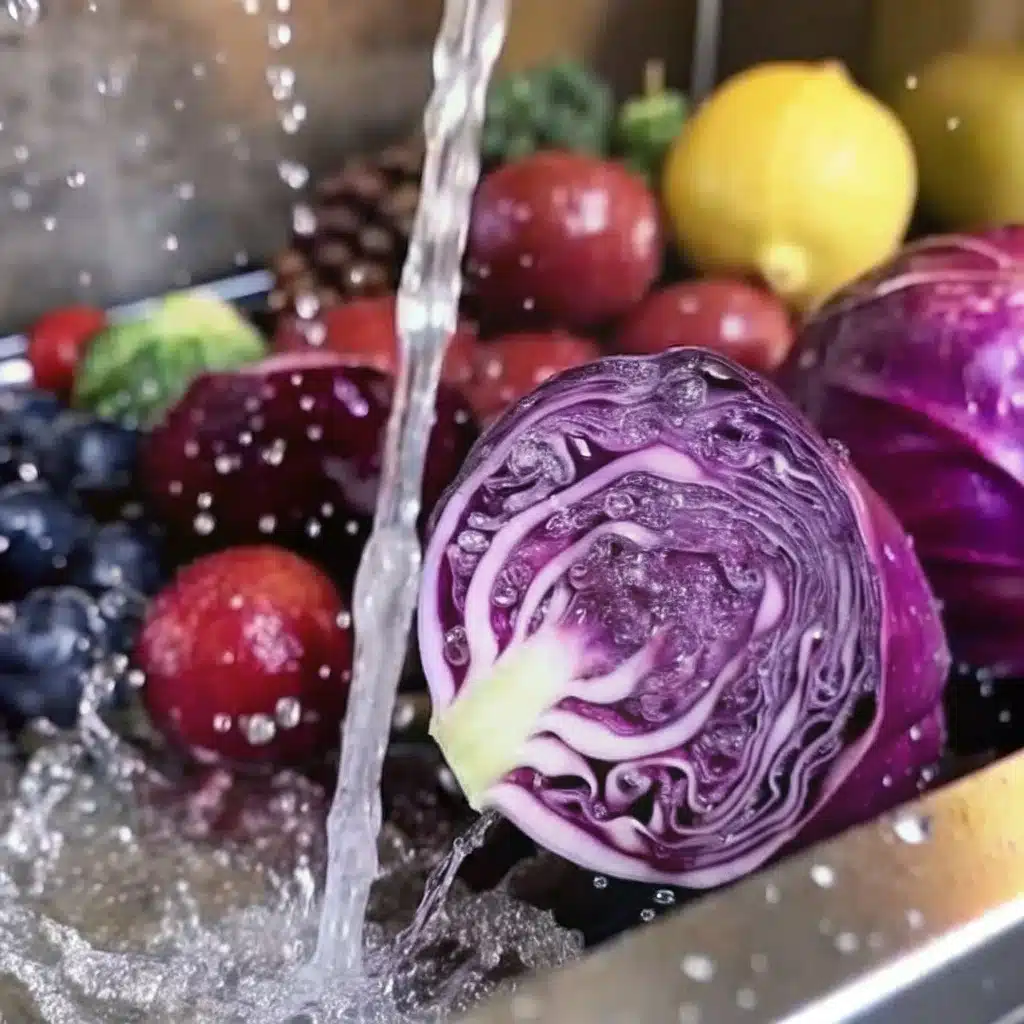 purple-peel-drink-ingredients.jpg ingredients for purple peel drink recipe including purple cabbage, lemon, and blueberries