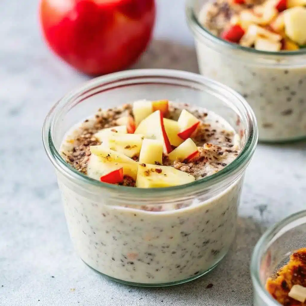 apple-cinnamon-overnight-oats.jpg Apple cinnamon overnight oats in a jar on table